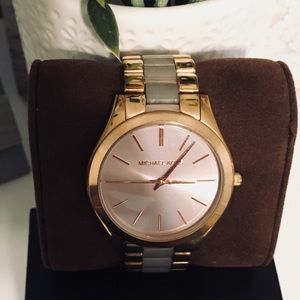 Michael Kors rose gold and pearl watch